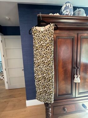 Sleeveless Leopard Print Maxi Skirt - Yellow/Black/Cream